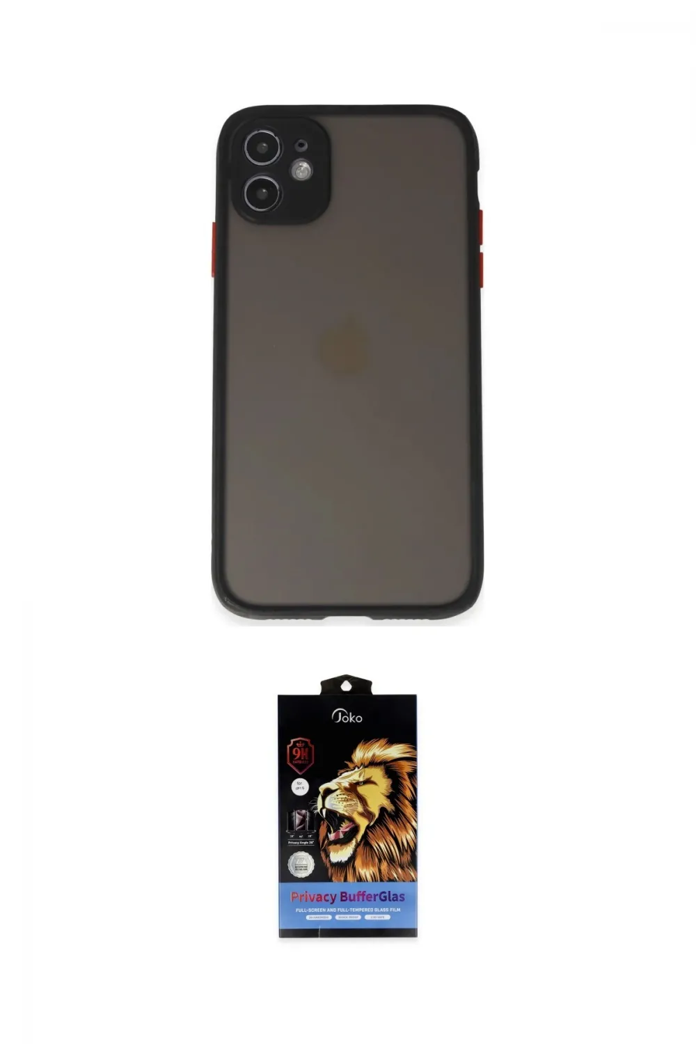 ieg™ iPhone 11 Kılıf Ahenk Çizgi Serisi - Siyah Buffer Hayalet Cam Ekran Koruyucu