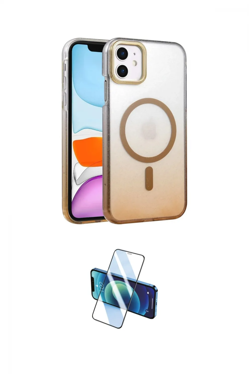 ieg™ iPhone 11 Kılıf Ahenk Doku Özel Seri - Siyah 3D Antistatik Cam Ekran Koruyucu