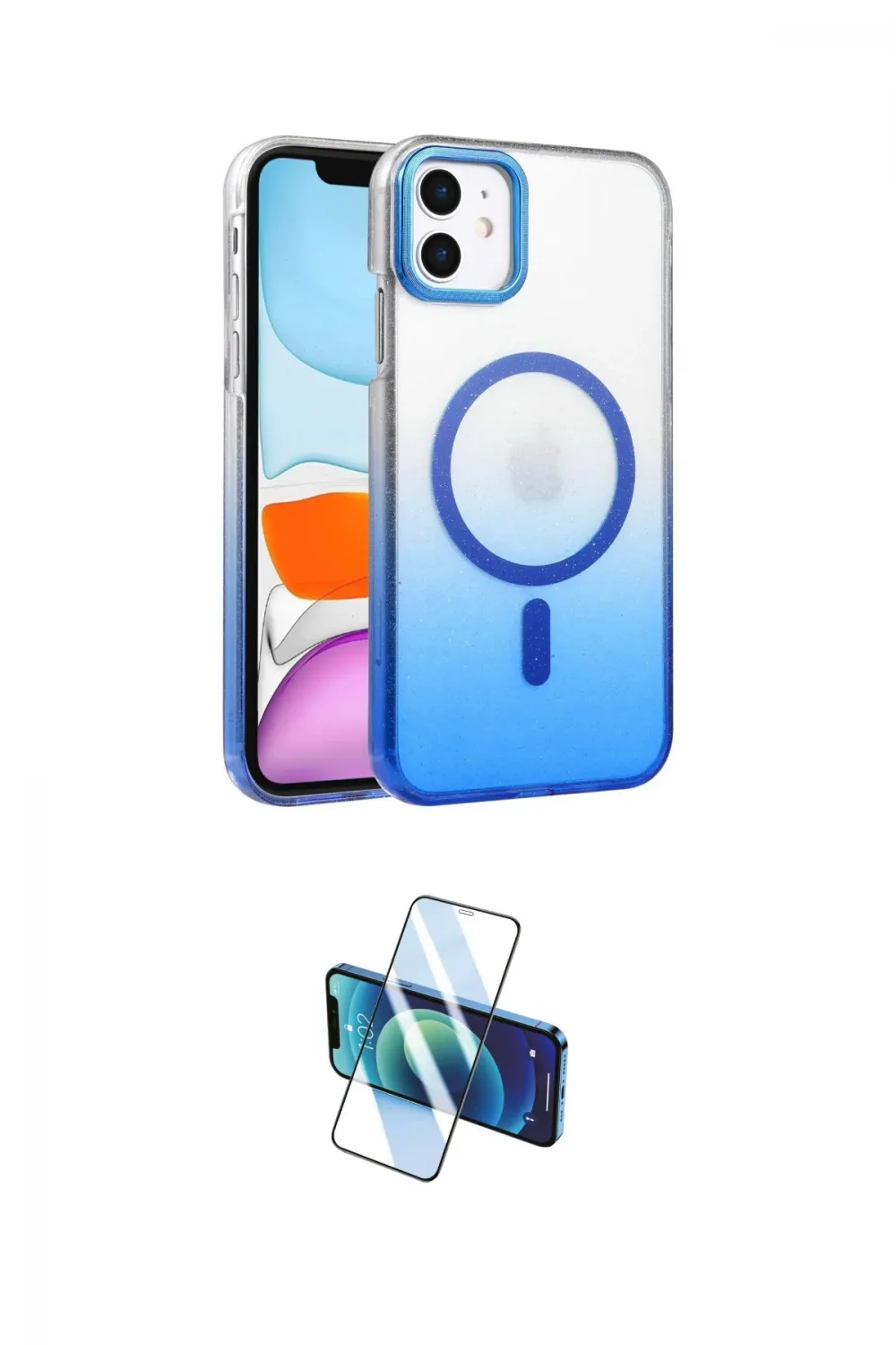 ieg™ iPhone 11 Kılıf Ahenk Doku Özel Seri - Siyah 3D Antistatik Cam Ekran Koruyucu