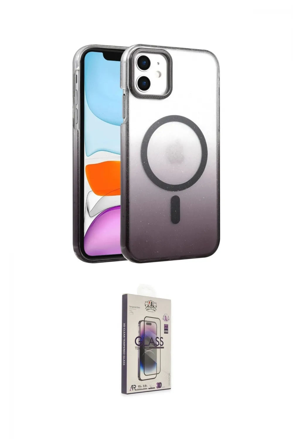 ieg™ iPhone 11 Kılıf Ahenk Doku Özel Seri - Siyah Bilvis 3D Cam Ekran Koruyucu