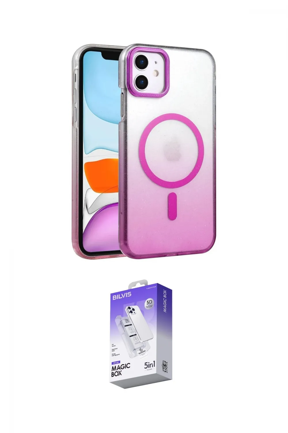 ieg™ iPhone 11 Kılıf Ahenk Doku Özel Seri - Siyah Bilvis 5in1 3D Magic Cam Ekran Koruyucu