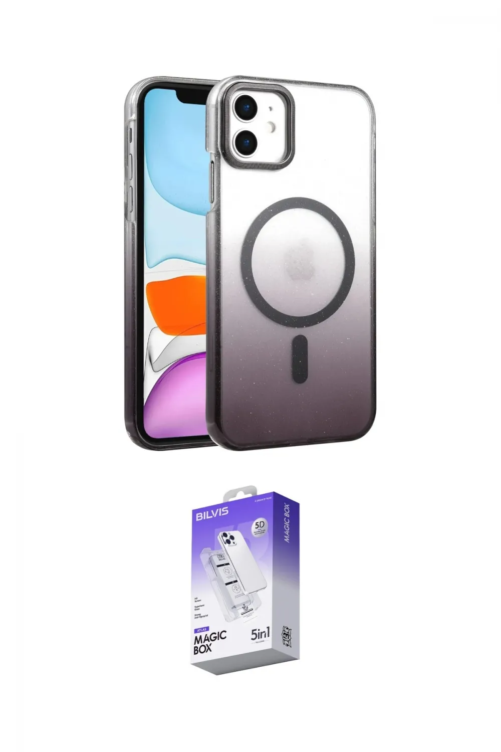 ieg™ iPhone 11 Kılıf Ahenk Doku Özel Seri - Siyah Bilvis 5in1 3D Magic Cam Ekran Koruyucu