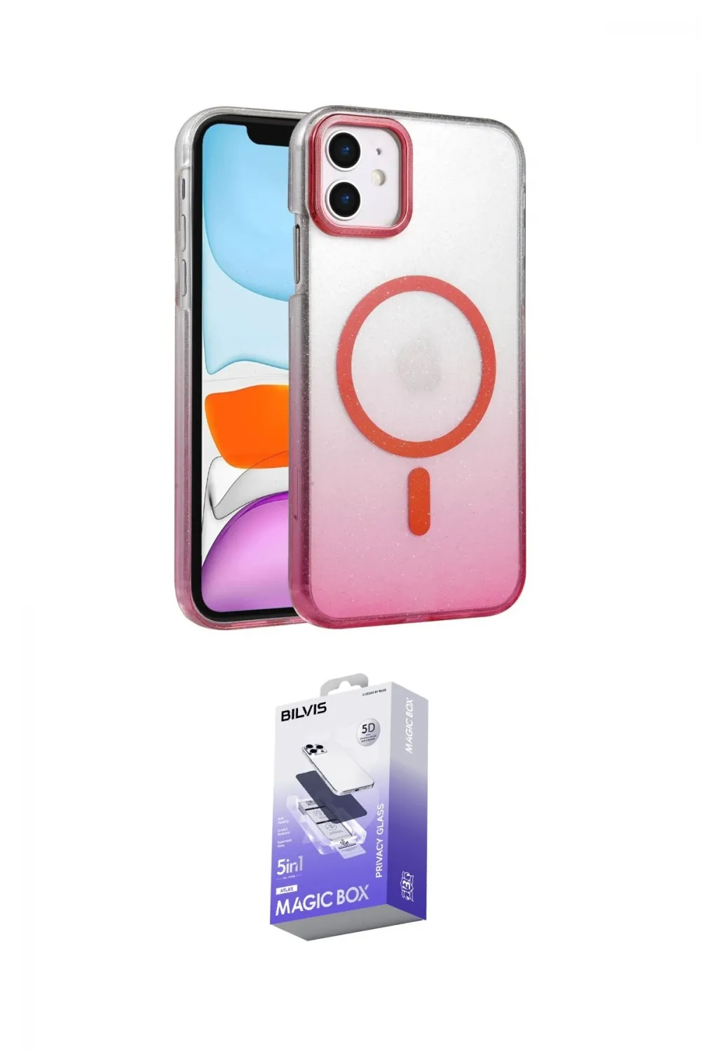 ieg™ iPhone 11 Kılıf Ahenk Doku Özel Seri - Siyah Bilvis 5in1 5D Magic Hayalet Cam Ekran Koruyucu