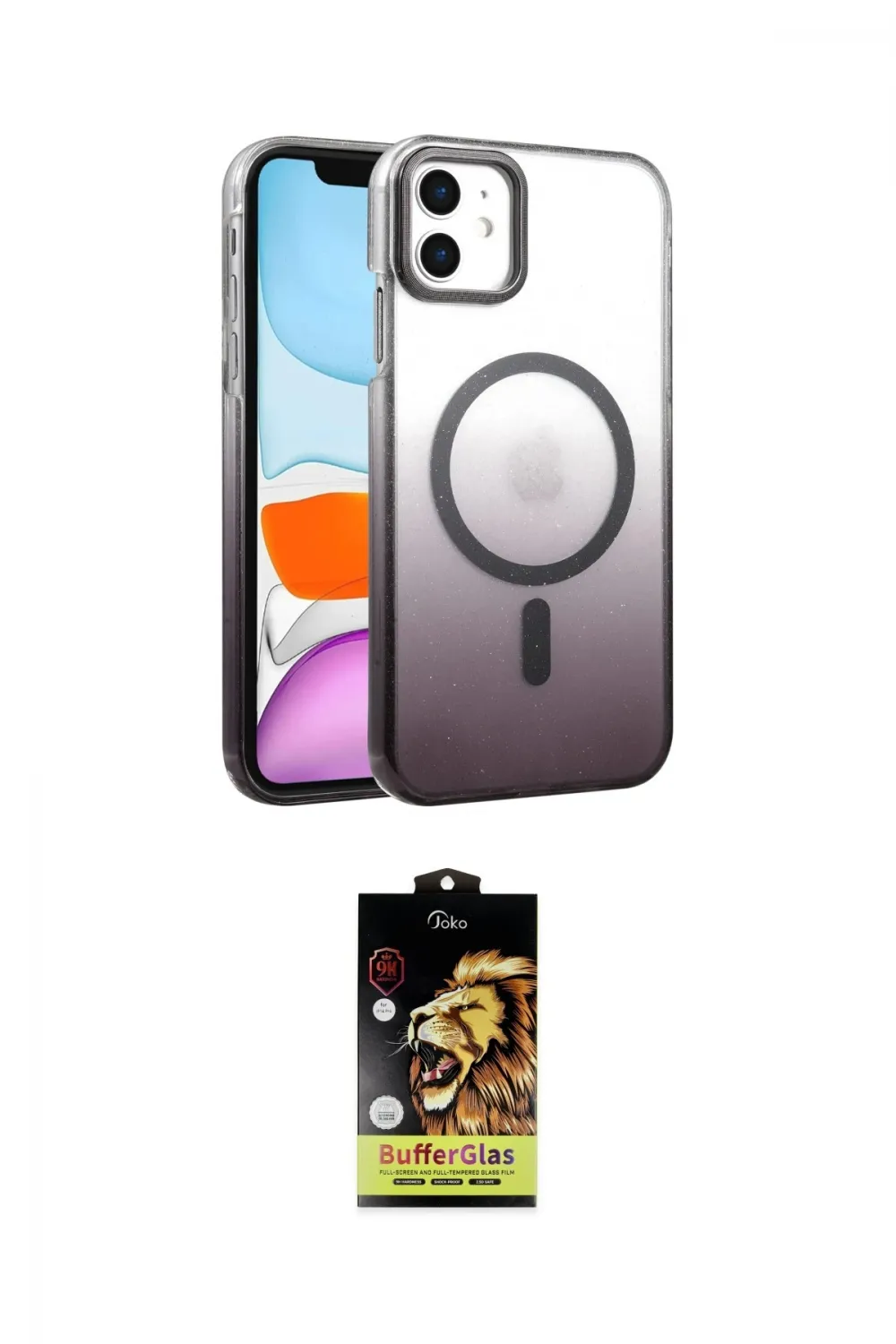 ieg™ iPhone 11 Kılıf Ahenk Doku Özel Seri - Siyah Buffer Cam Ekran Koruyucu