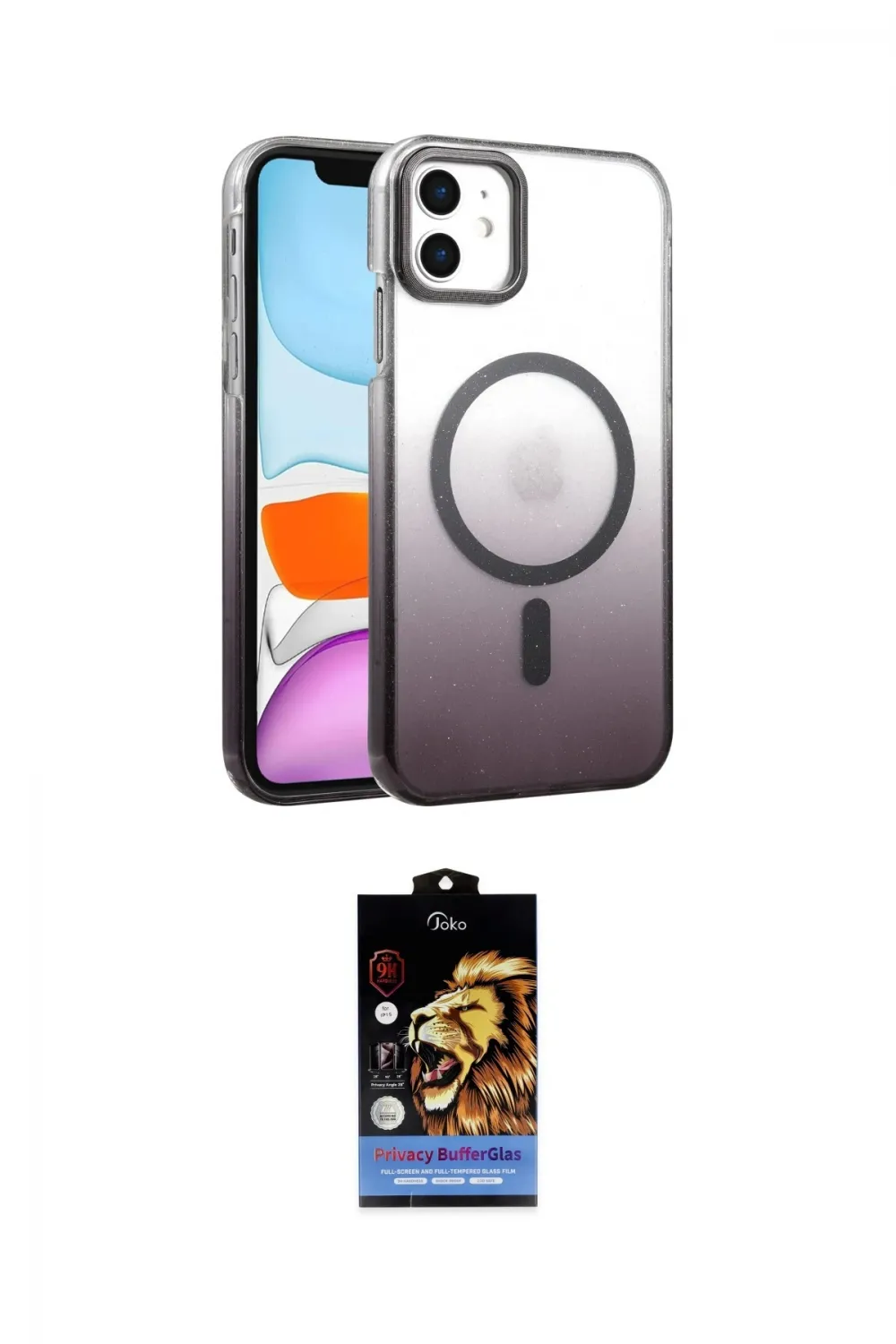 ieg™ iPhone 11 Kılıf Ahenk Doku Özel Seri - Siyah Buffer Hayalet Cam Ekran Koruyucu
