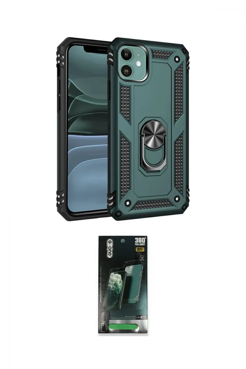 ieg™ iPhone 11 Kılıf Ahenk Klasik Koleksiyonu - Siyah 360 Mat Full Body Arka Koruyucu