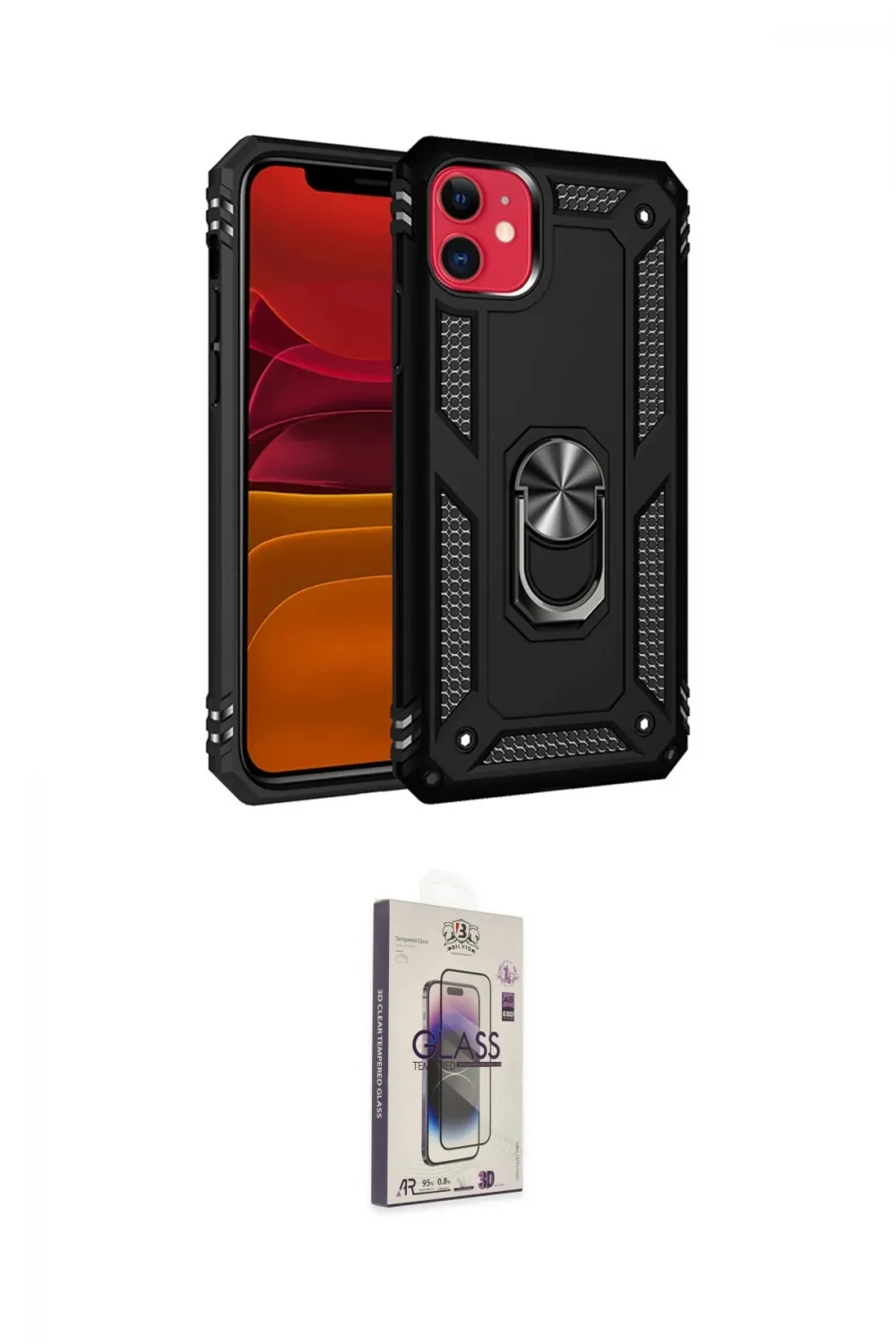 ieg™ iPhone 11 Kılıf Ahenk Klasik Koleksiyonu - Siyah Bilvis 3D Cam Ekran Koruyucu