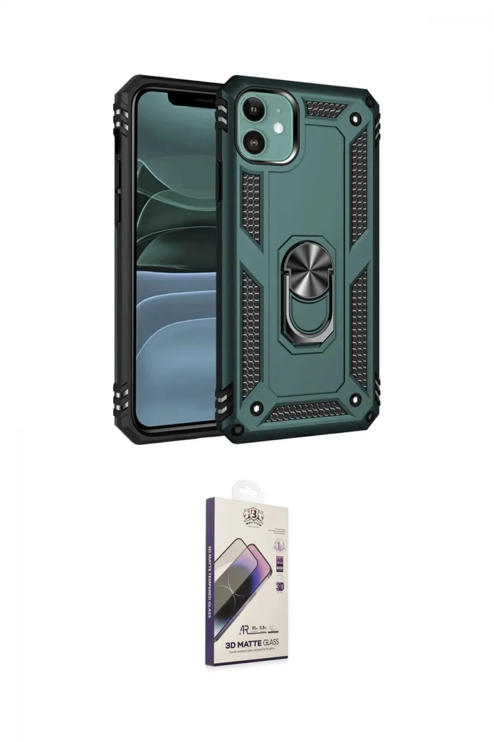 ieg™ iPhone 11 Kılıf Ahenk Klasik Koleksiyonu - Siyah Bilvis 3D Mat Cam Ekran Koruyucu