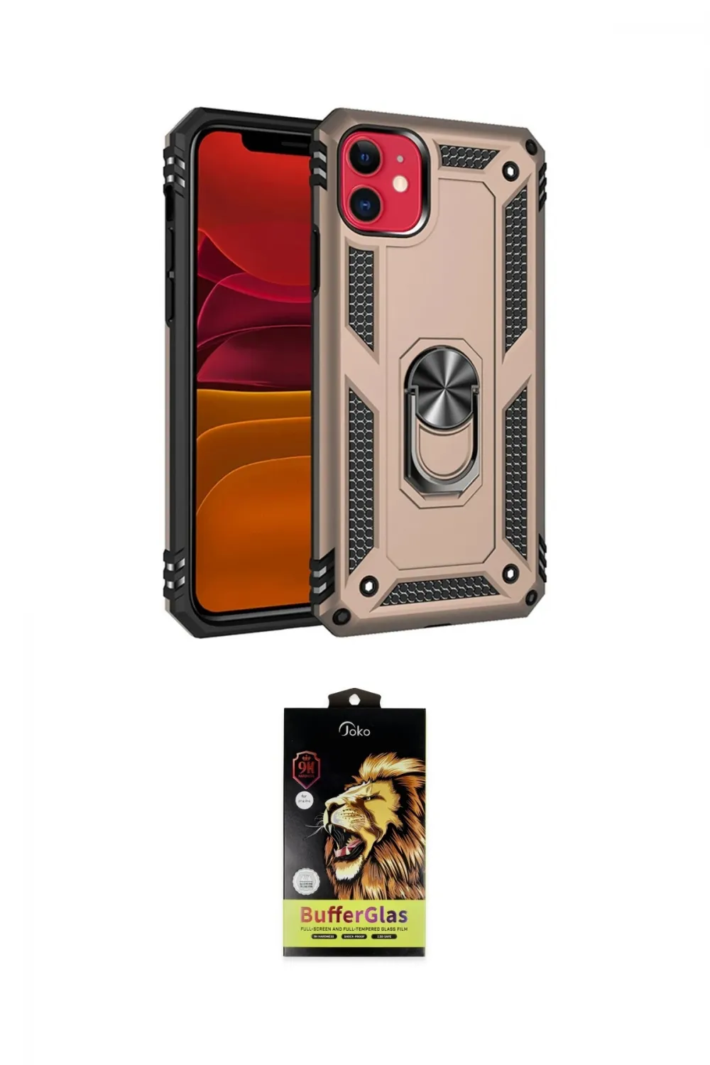 ieg™ iPhone 11 Kılıf Ahenk Klasik Koleksiyonu - Siyah Buffer Cam Ekran Koruyucu