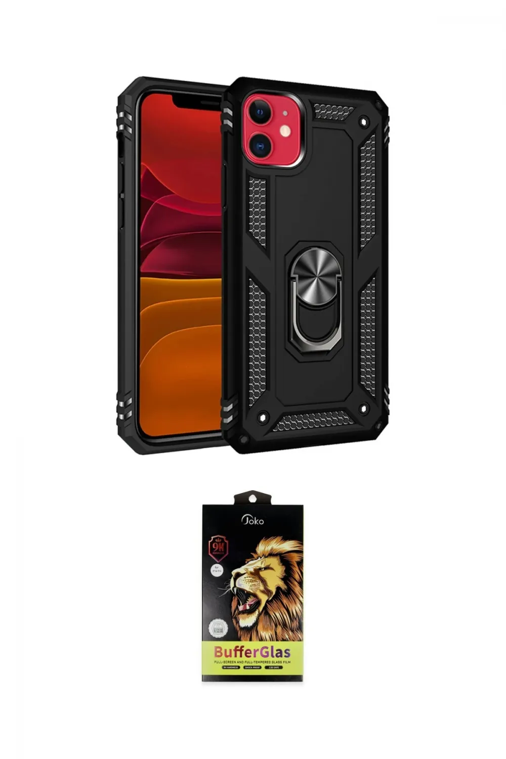 ieg™ iPhone 11 Kılıf Ahenk Klasik Koleksiyonu - Siyah Buffer Cam Ekran Koruyucu