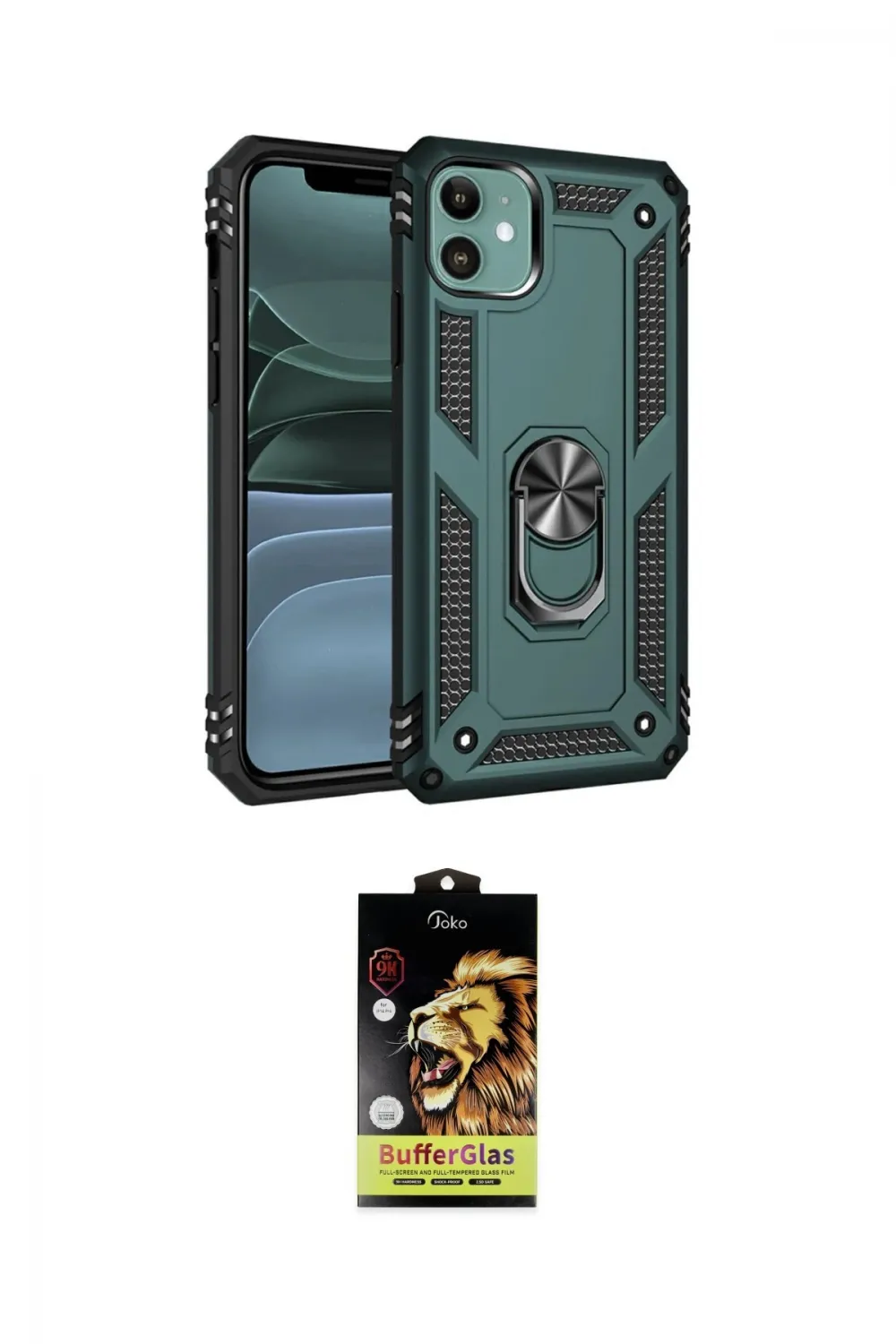 ieg™ iPhone 11 Kılıf Ahenk Klasik Koleksiyonu - Siyah Buffer Cam Ekran Koruyucu