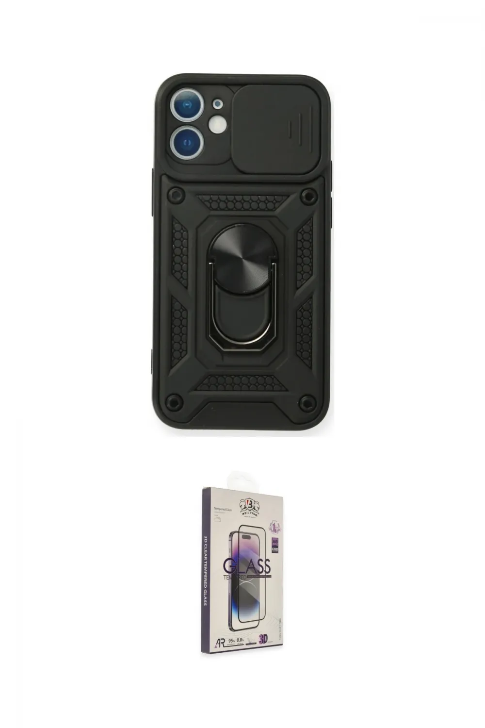 ieg™ iPhone 11 Kılıf Ahenk Klasik - Siyah Bilvis 3D Cam Ekran Koruyucu