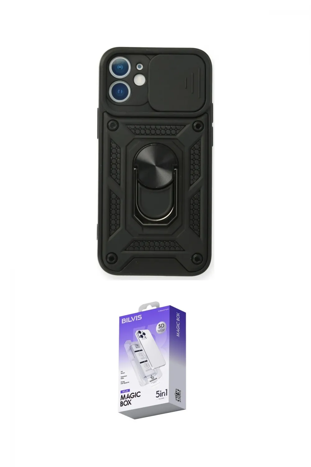 ieg™ iPhone 11 Kılıf Ahenk Klasik - Siyah Bilvis 5in1 3D Magic Cam Ekran Koruyucu