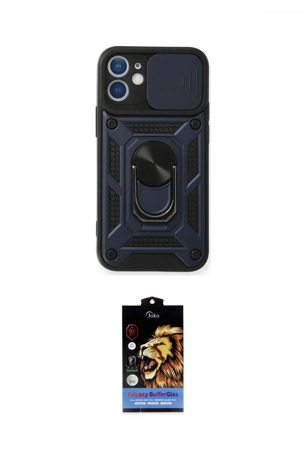 ieg™ iPhone 11 Kılıf Ahenk Klasik - Siyah Buffer Hayalet Cam Ekran Koruyucu
