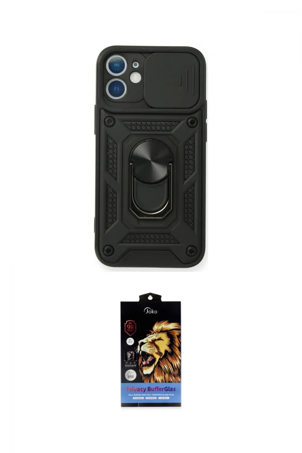 ieg™ iPhone 11 Kılıf Ahenk Klasik - Siyah Buffer Hayalet Cam Ekran Koruyucu