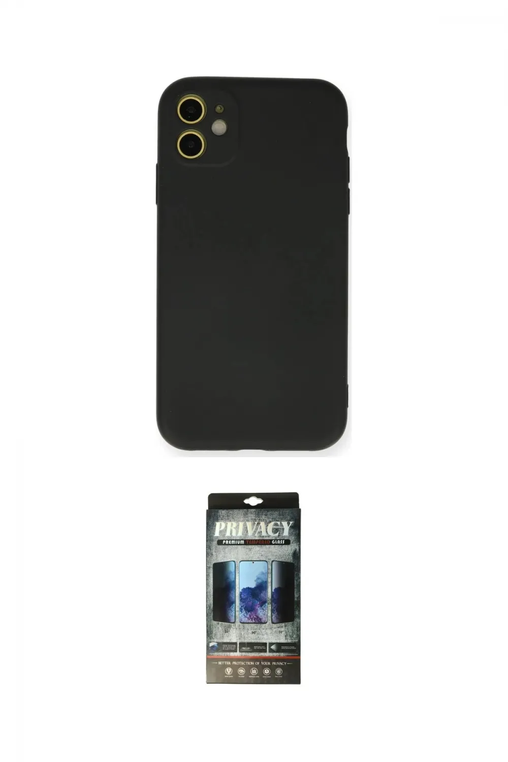 ieg™ iPhone 11 Kılıf Ahenk Serisi - Siyah 34D Hayalet Izgaralı Cam