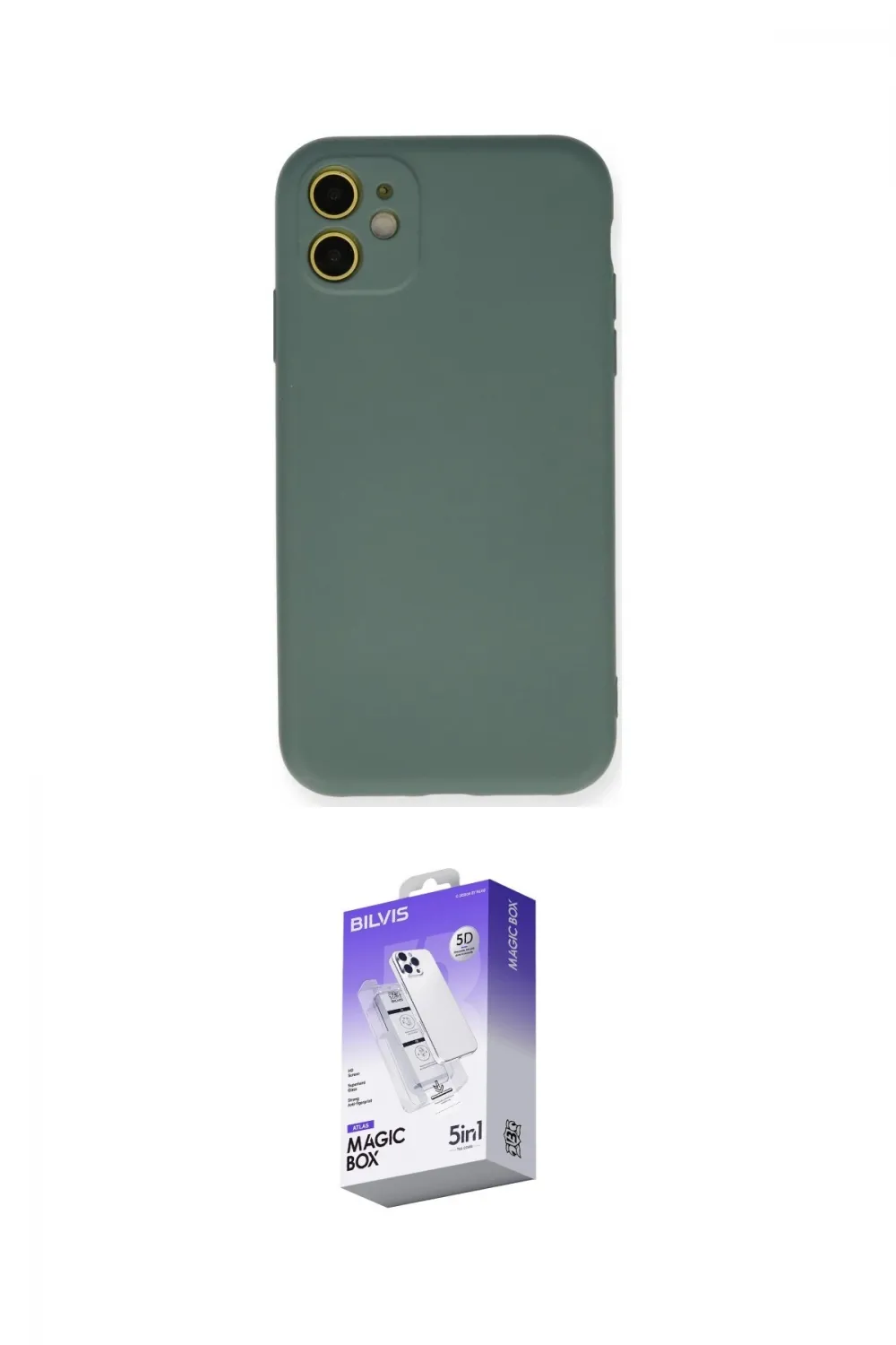 ieg™ iPhone 11 Kılıf Ahenk Serisi - Siyah Bilvis 5in1 3D Magic Cam Ekran Koruyucu