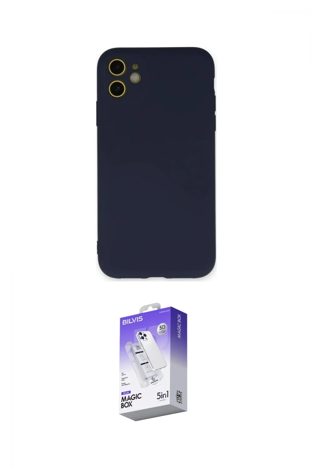 ieg™ iPhone 11 Kılıf Ahenk Serisi - Siyah Bilvis 5in1 3D Magic Cam Ekran Koruyucu