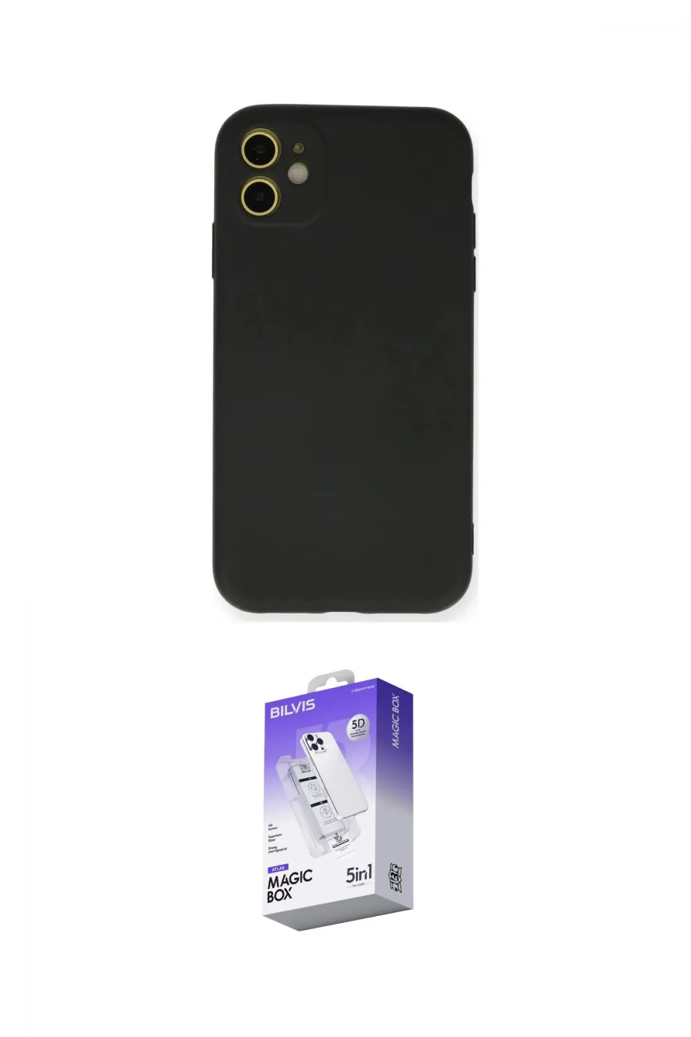 ieg™ iPhone 11 Kılıf Ahenk Serisi - Siyah Bilvis 5in1 3D Magic Cam Ekran Koruyucu