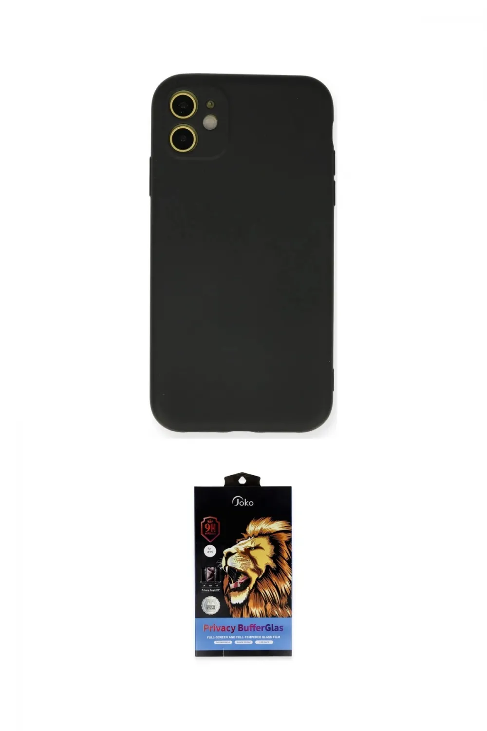 ieg™ iPhone 11 Kılıf Ahenk Serisi - Siyah Buffer Hayalet Cam Ekran Koruyucu