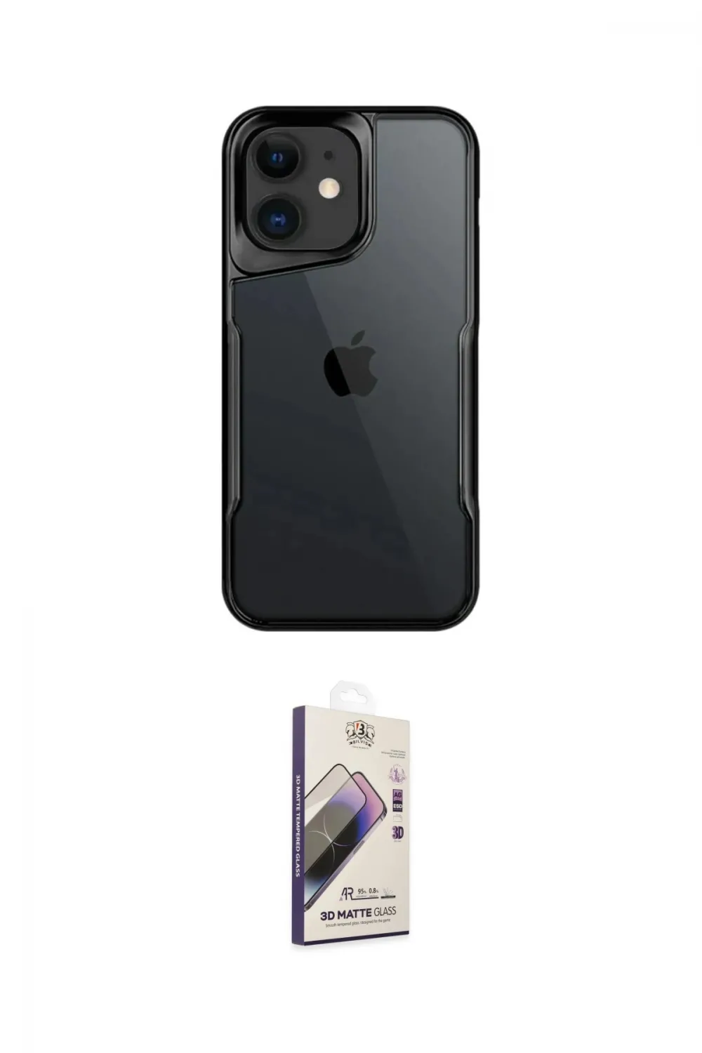 ieg™ iPhone 11 Kılıf Akış Çizgi Koleksiyonu - Siyah Bilvis 3D Mat Cam Ekran Koruyucu
