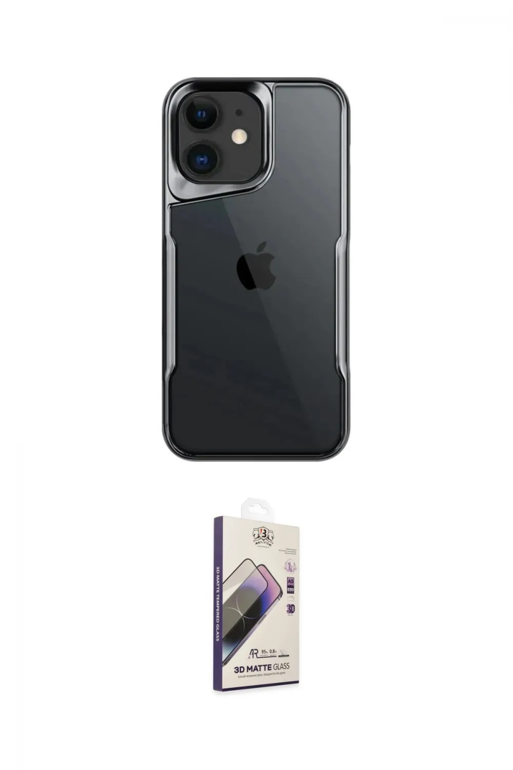 ieg™ iPhone 11 Kılıf Akış Çizgi Koleksiyonu - Siyah Bilvis 3D Mat Cam Ekran Koruyucu