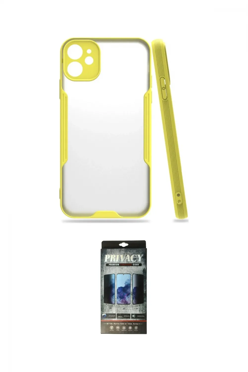 ieg™ iPhone 11 Kılıf Atlas Asil Serisi - Siyah 34D Hayalet Izgaralı Cam