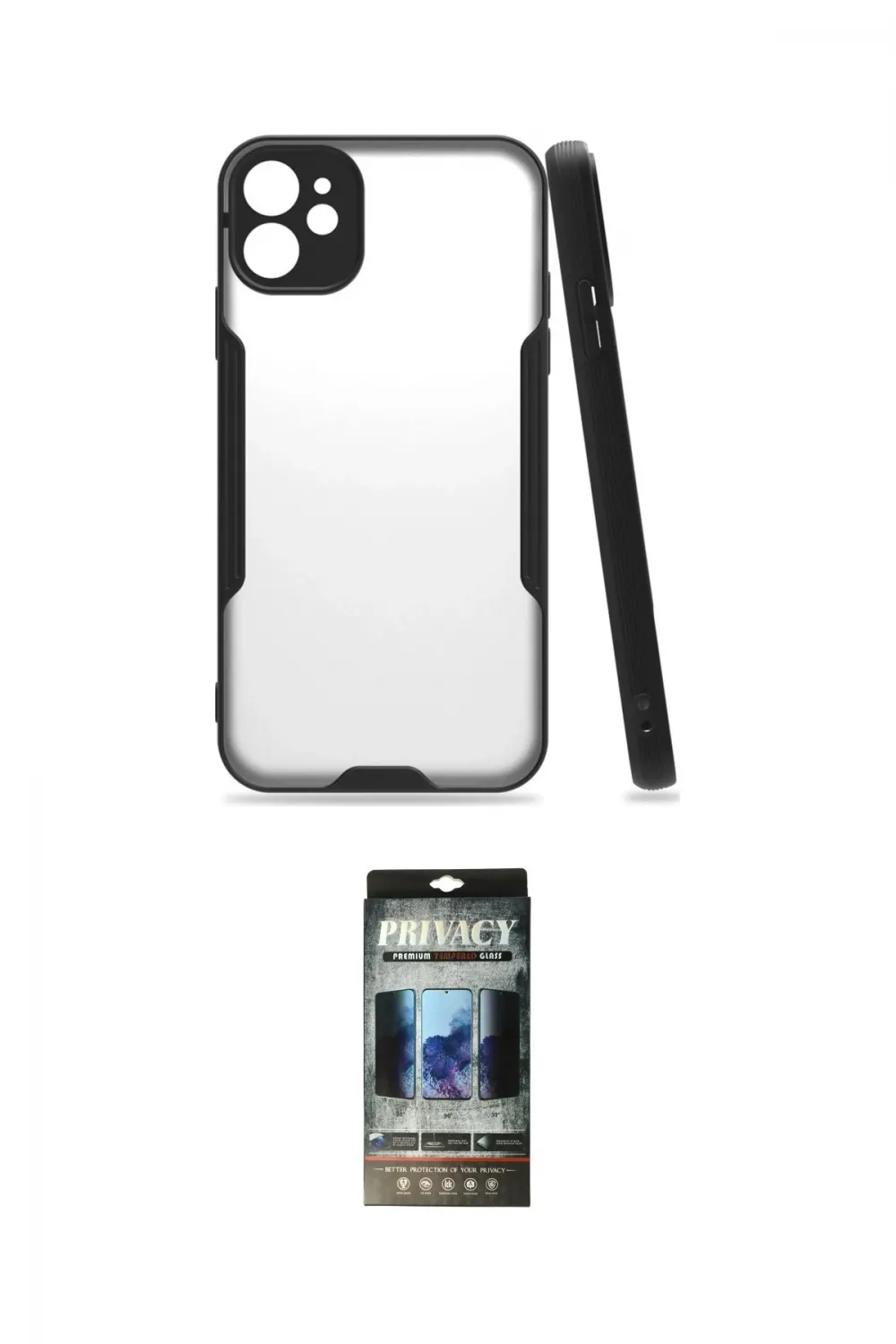 ieg™ iPhone 11 Kılıf Atlas Asil Serisi - Siyah 34D Hayalet Izgaralı Cam