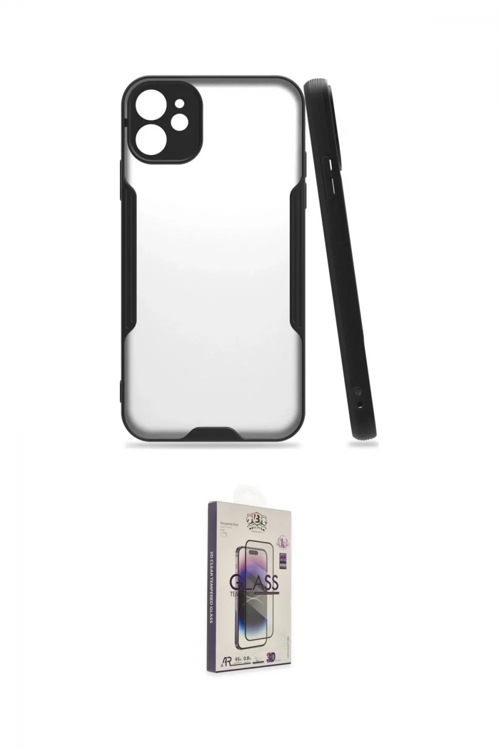 ieg™ iPhone 11 Kılıf Atlas Asil Serisi - Siyah Bilvis 3D Cam Ekran Koruyucu