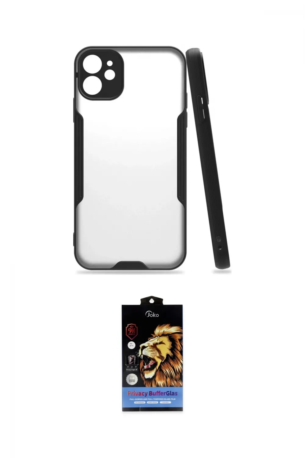 ieg™ iPhone 11 Kılıf Atlas Asil Serisi - Siyah Buffer Hayalet Cam Ekran Koruyucu
