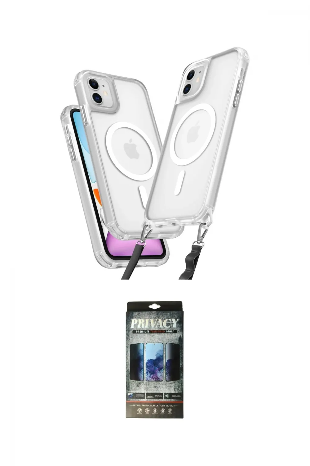 ieg™ iPhone 11 Kılıf Atlas Doku Koleksiyonu - Siyah 34D Hayalet Izgaralı Cam