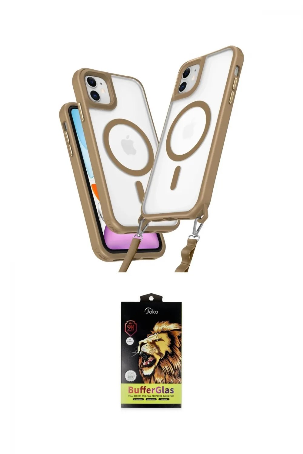 ieg™ iPhone 11 Kılıf Atlas Doku Koleksiyonu - Siyah Buffer Cam Ekran Koruyucu