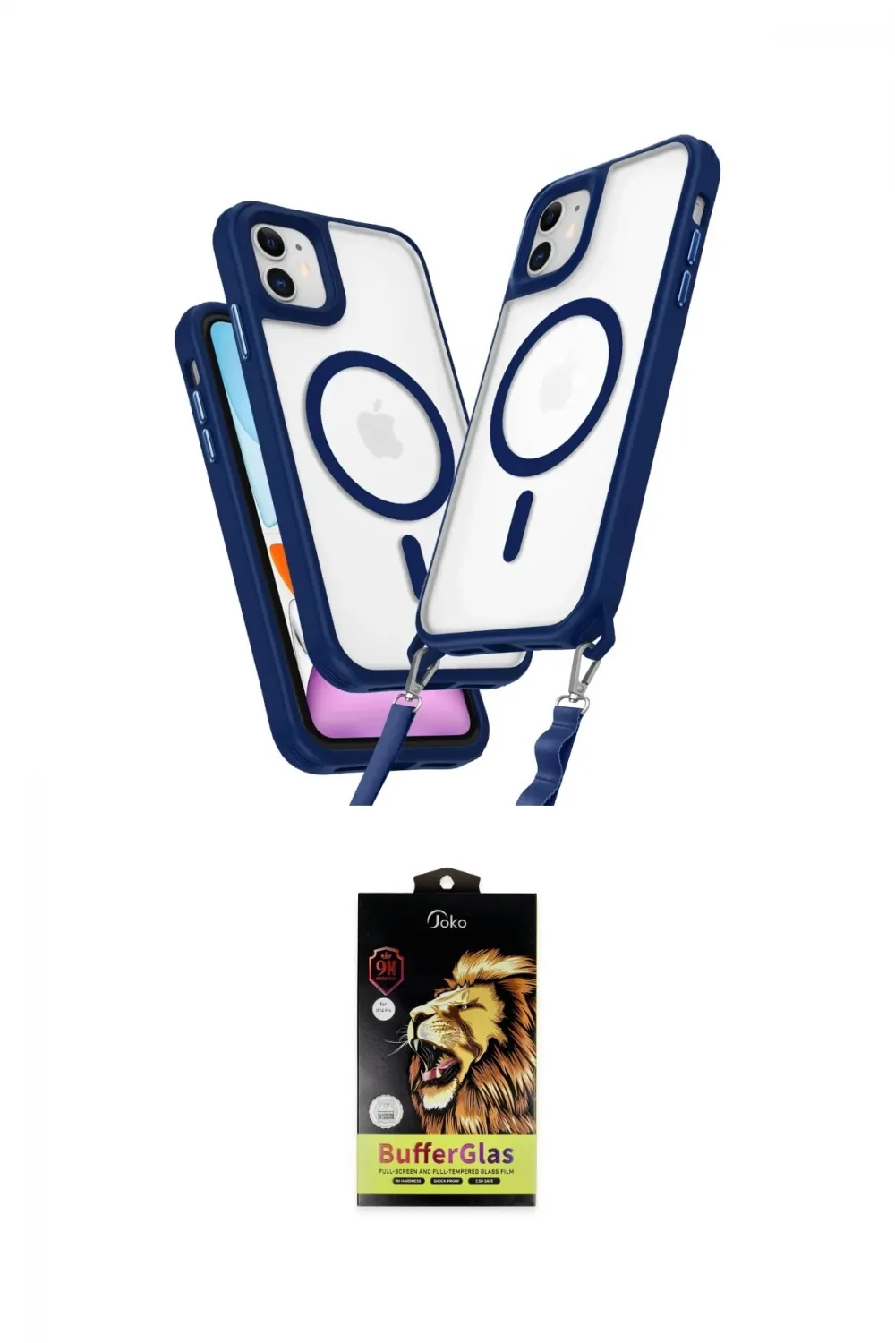ieg™ iPhone 11 Kılıf Atlas Doku Koleksiyonu - Siyah Buffer Cam Ekran Koruyucu
