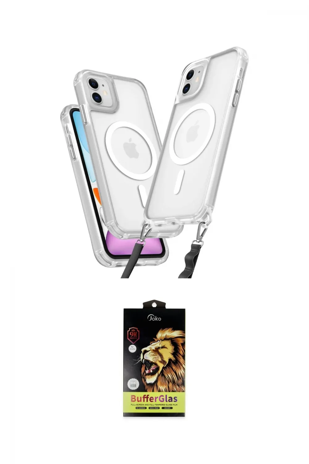 ieg™ iPhone 11 Kılıf Atlas Doku Koleksiyonu - Siyah Buffer Cam Ekran Koruyucu