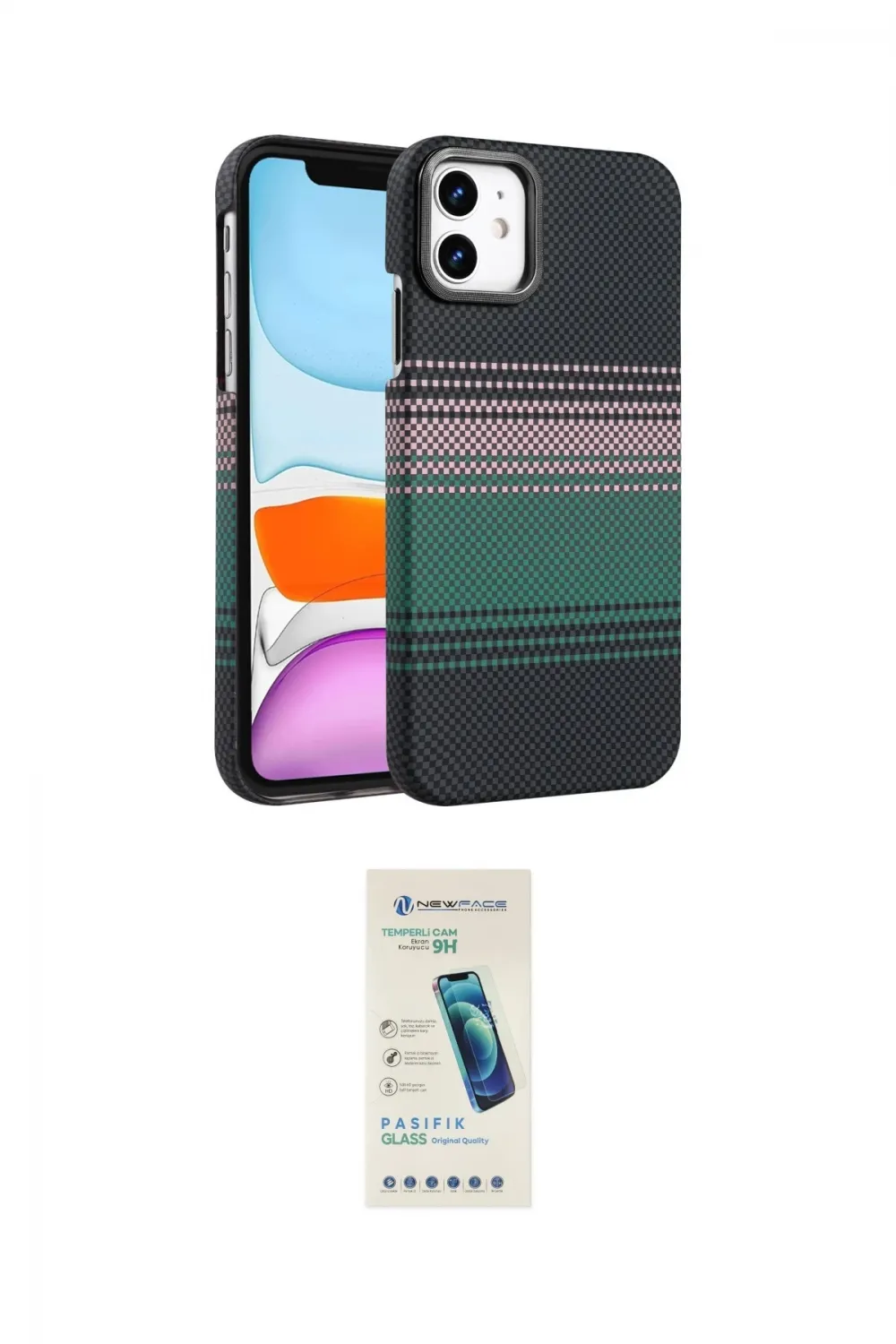 ieg™ iPhone 11 Kılıf Doruk Serisi - Şeffaf Pasifik Cam Ekran Koruyucu