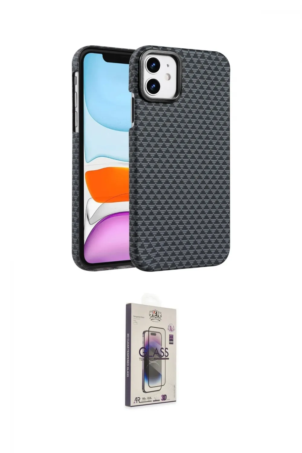 ieg™ iPhone 11 Kılıf Doruk Serisi - Siyah Bilvis 3D Cam Ekran Koruyucu