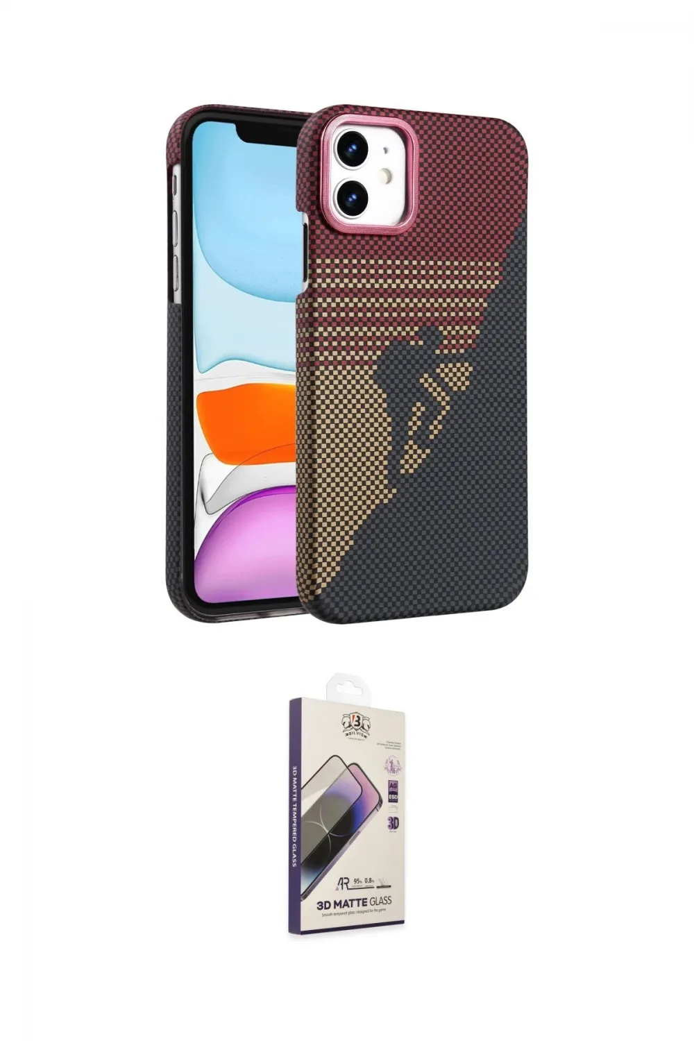 ieg™ iPhone 11 Kılıf Doruk Serisi - Siyah Bilvis 3D Mat Cam Ekran Koruyucu