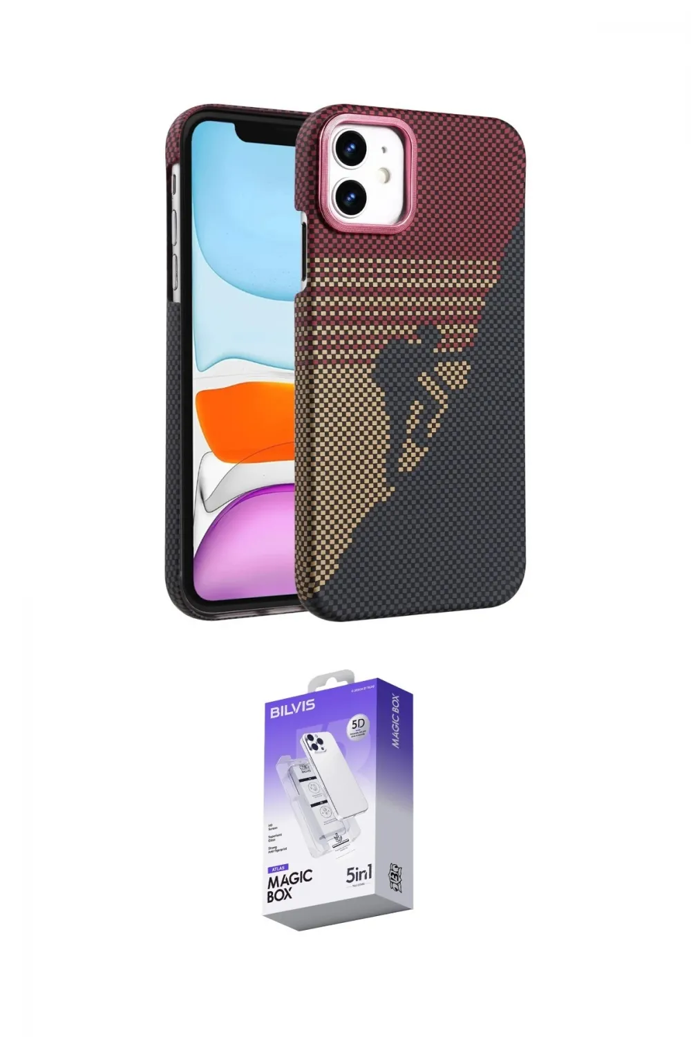 ieg™ iPhone 11 Kılıf Doruk Serisi - Siyah Bilvis 5in1 3D Magic Cam Ekran Koruyucu