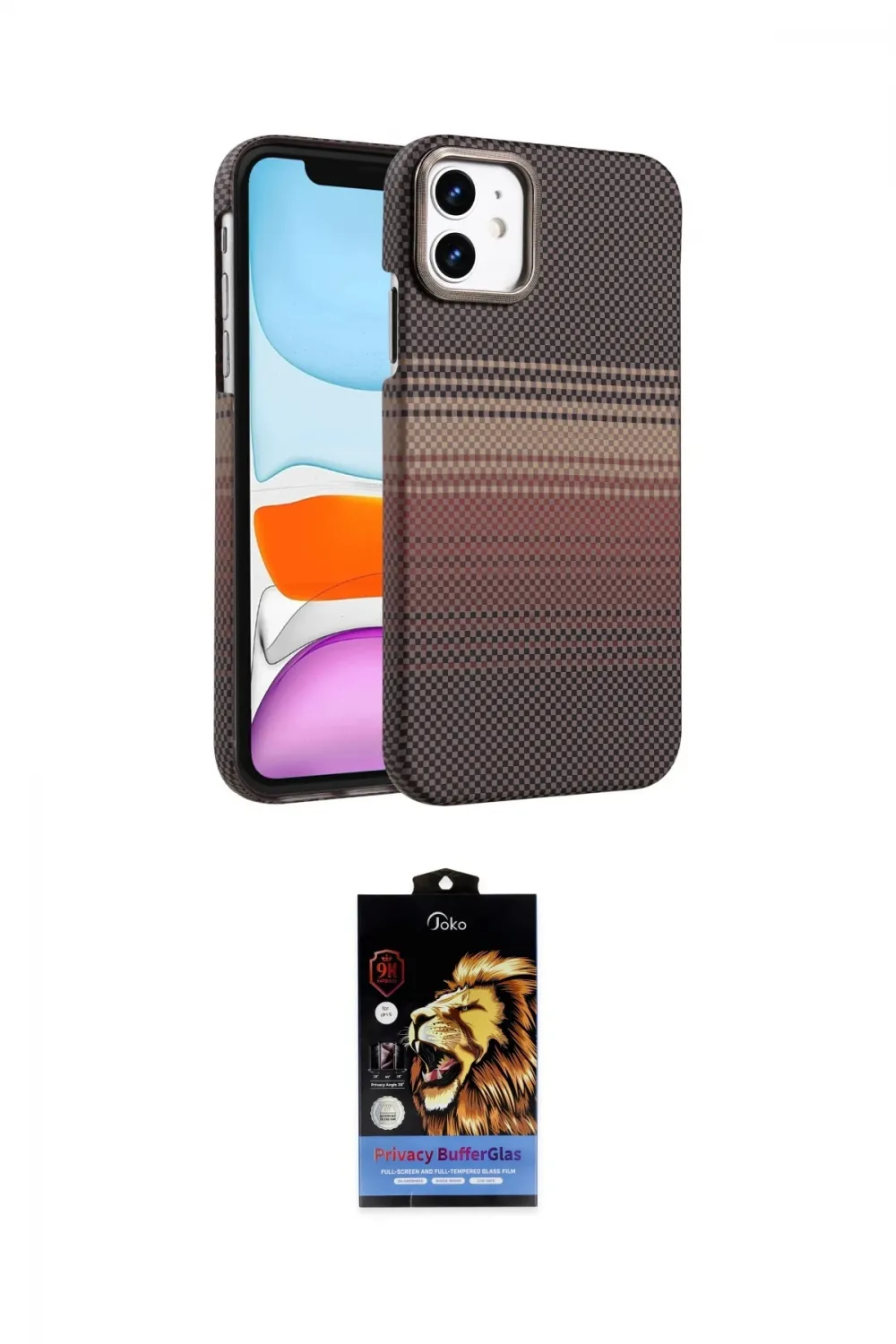 ieg™ iPhone 11 Kılıf Doruk Serisi - Siyah Buffer Hayalet Cam Ekran Koruyucu