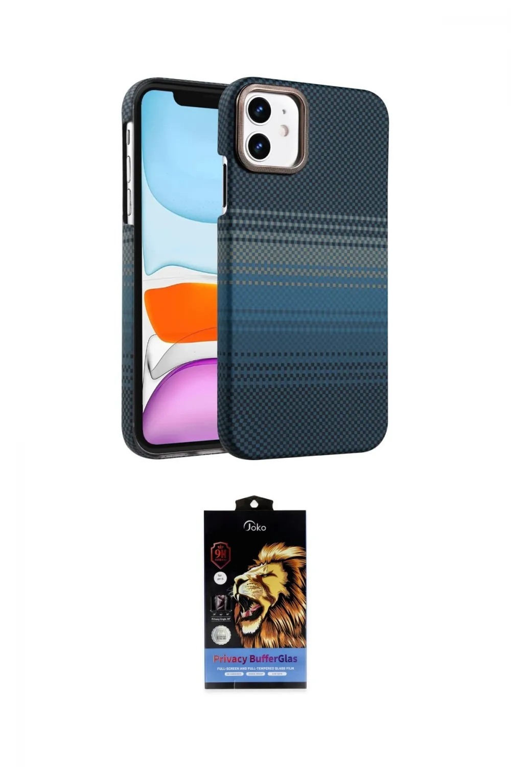 ieg™ iPhone 11 Kılıf Doruk Serisi - Siyah Buffer Hayalet Cam Ekran Koruyucu