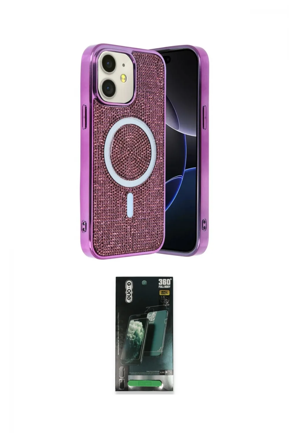 ieg™ iPhone 11 Kılıf Eksen Çizgi - Şeffaf 360 Full Body Arka Koruyucu