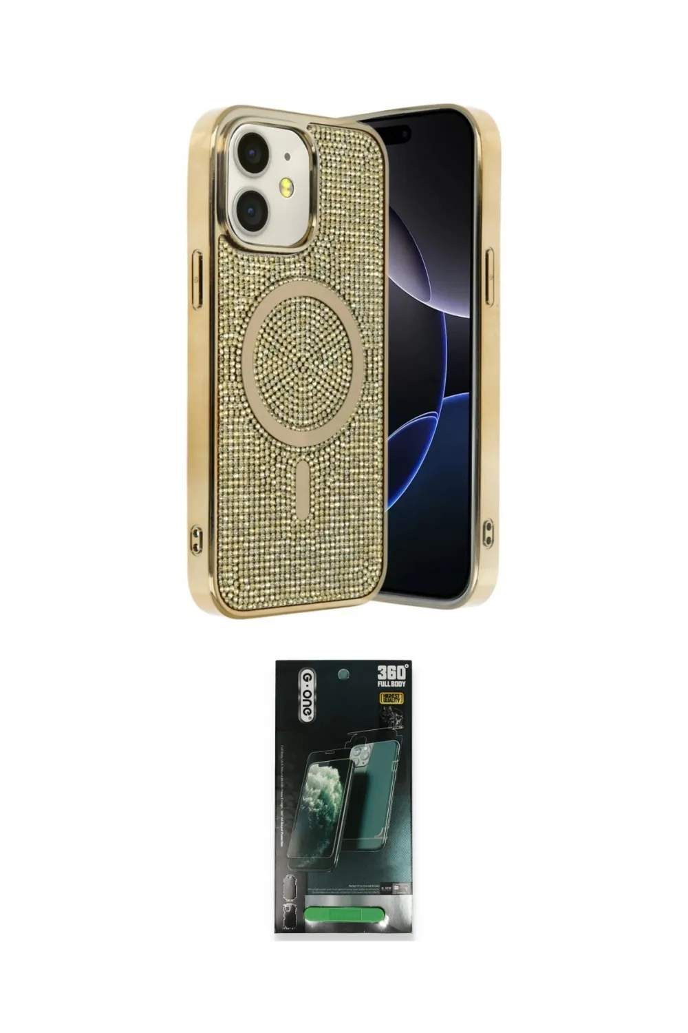 ieg™ iPhone 11 Kılıf Eksen Çizgi - Şeffaf 360 Full Body Arka Koruyucu