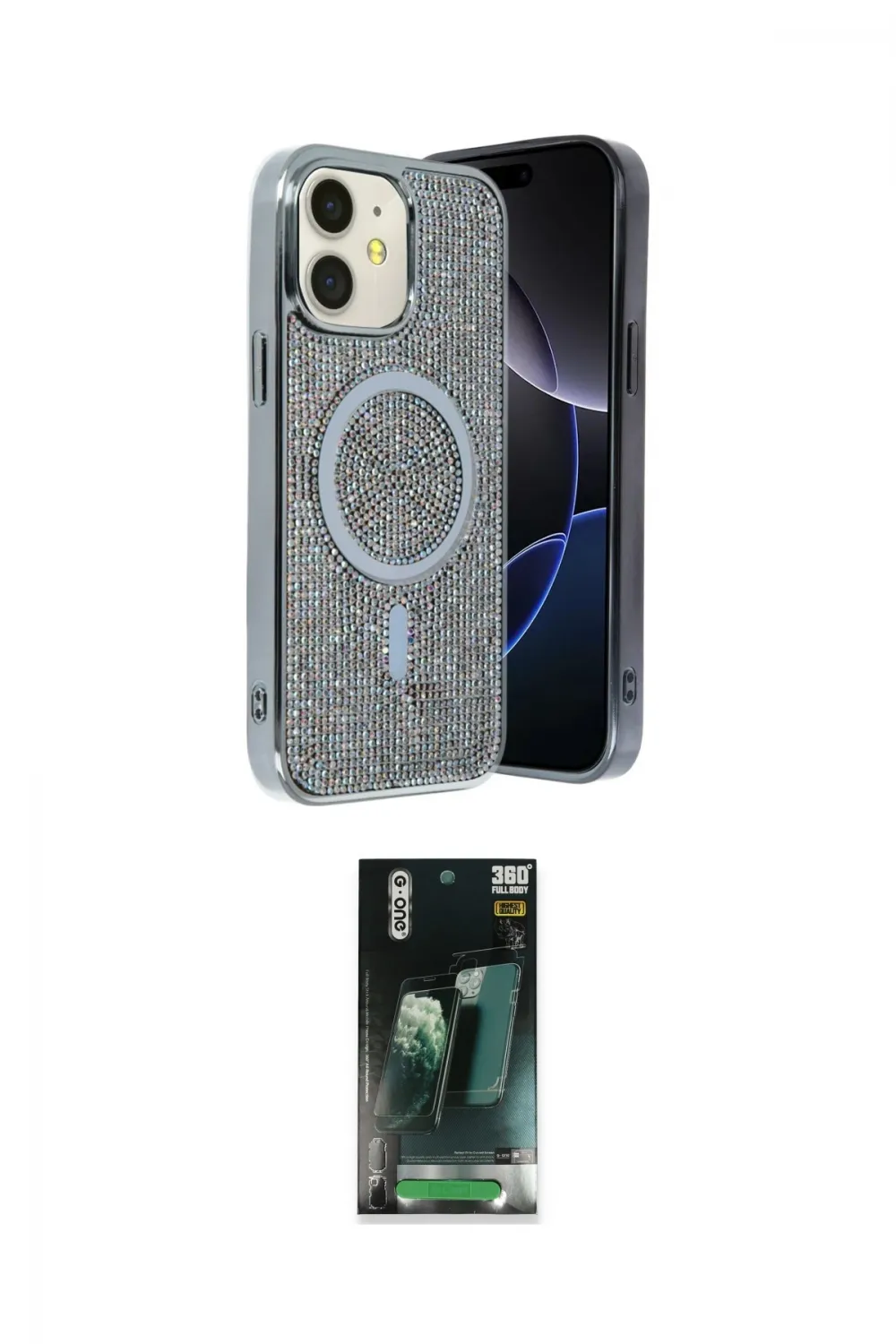 ieg™ iPhone 11 Kılıf Eksen Çizgi - Şeffaf 360 Full Body Arka Koruyucu