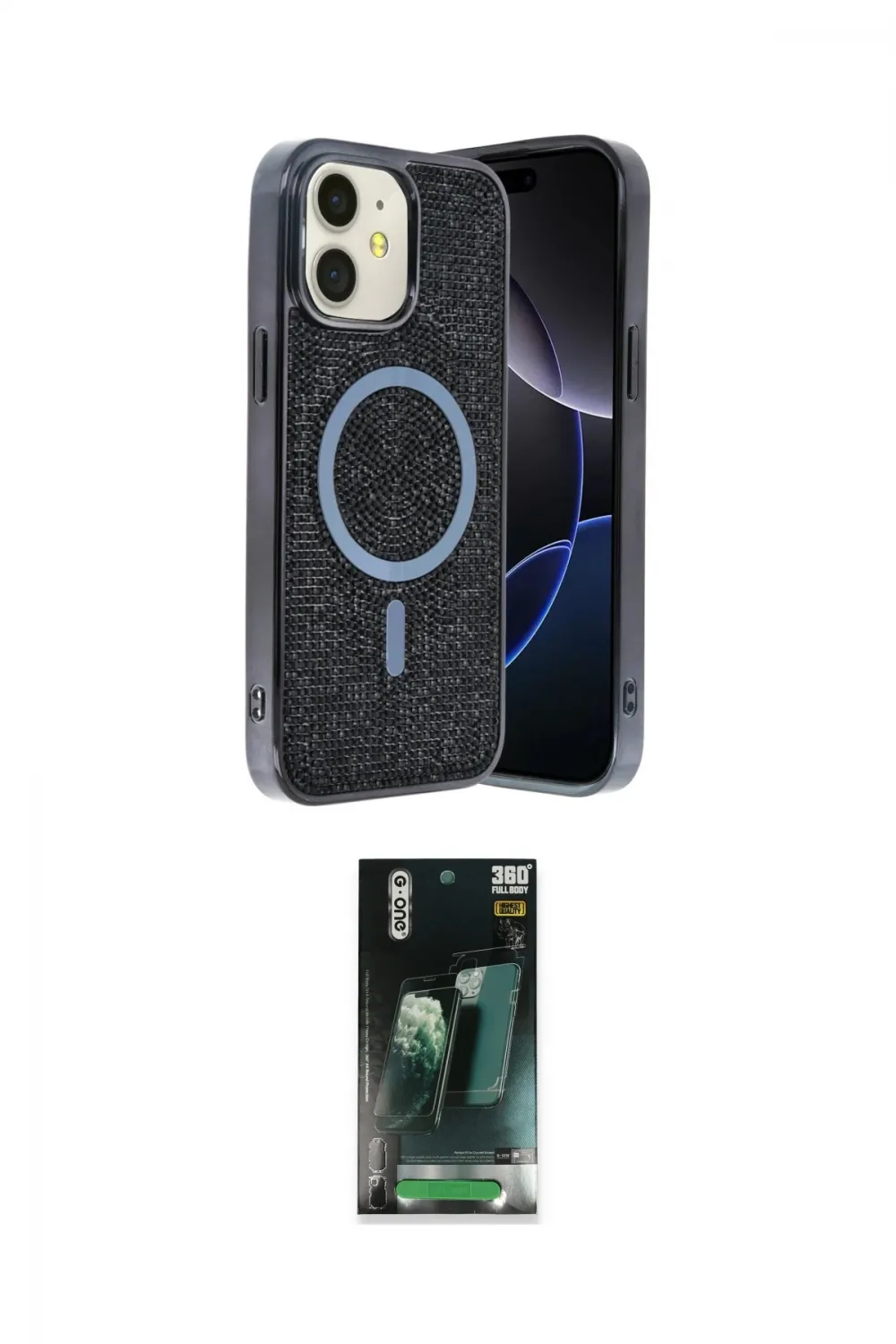 ieg™ iPhone 11 Kılıf Eksen Çizgi - Şeffaf 360 Full Body Arka Koruyucu