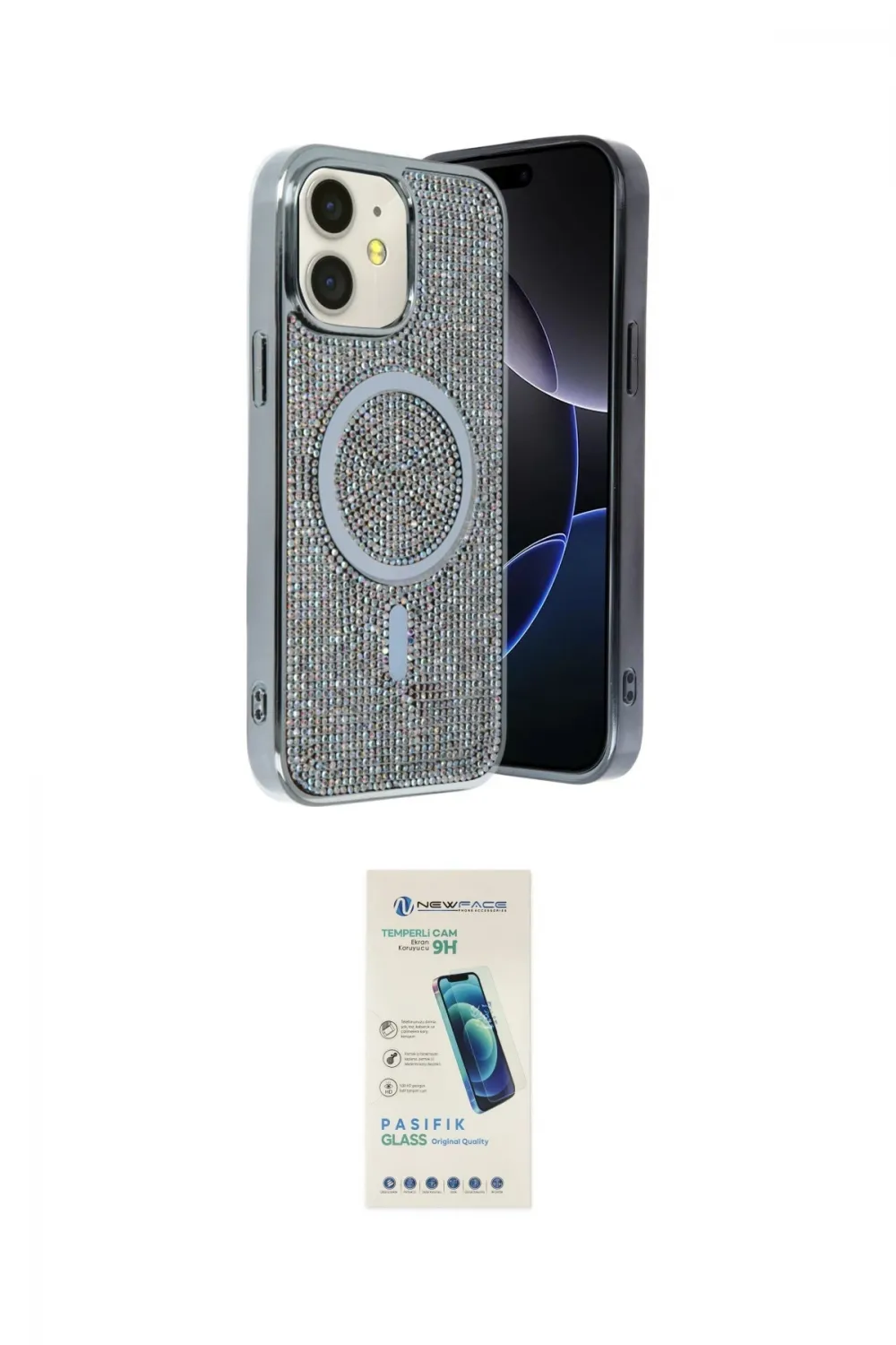 ieg™ iPhone 11 Kılıf Eksen Çizgi - Şeffaf Pasifik Cam Ekran Koruyucu