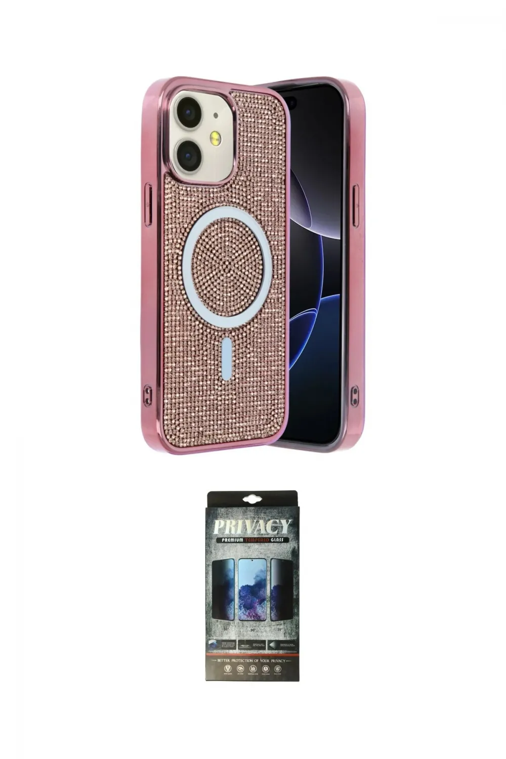 ieg™ iPhone 11 Kılıf Eksen Çizgi - Siyah 34D Hayalet Izgaralı Cam