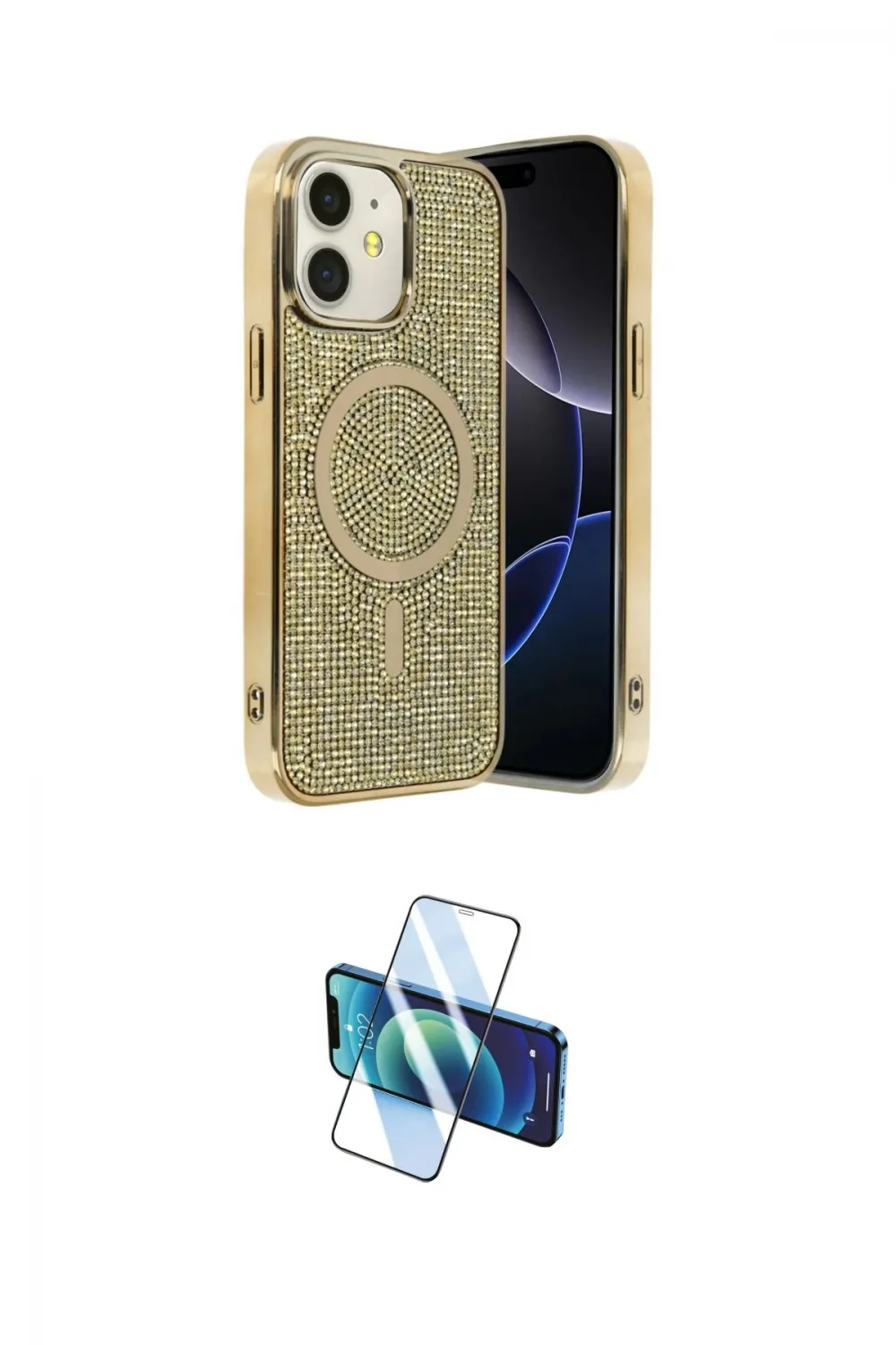 ieg™ iPhone 11 Kılıf Eksen Çizgi - Siyah 3D Antistatik Cam Ekran Koruyucu