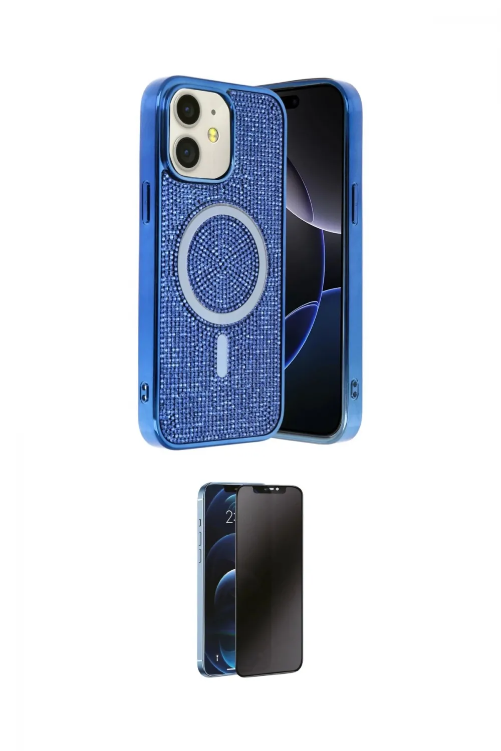 ieg™ iPhone 11 Kılıf Eksen Çizgi - Siyah 3D Antistatik Hayalet Cam Ekran Koruyucu