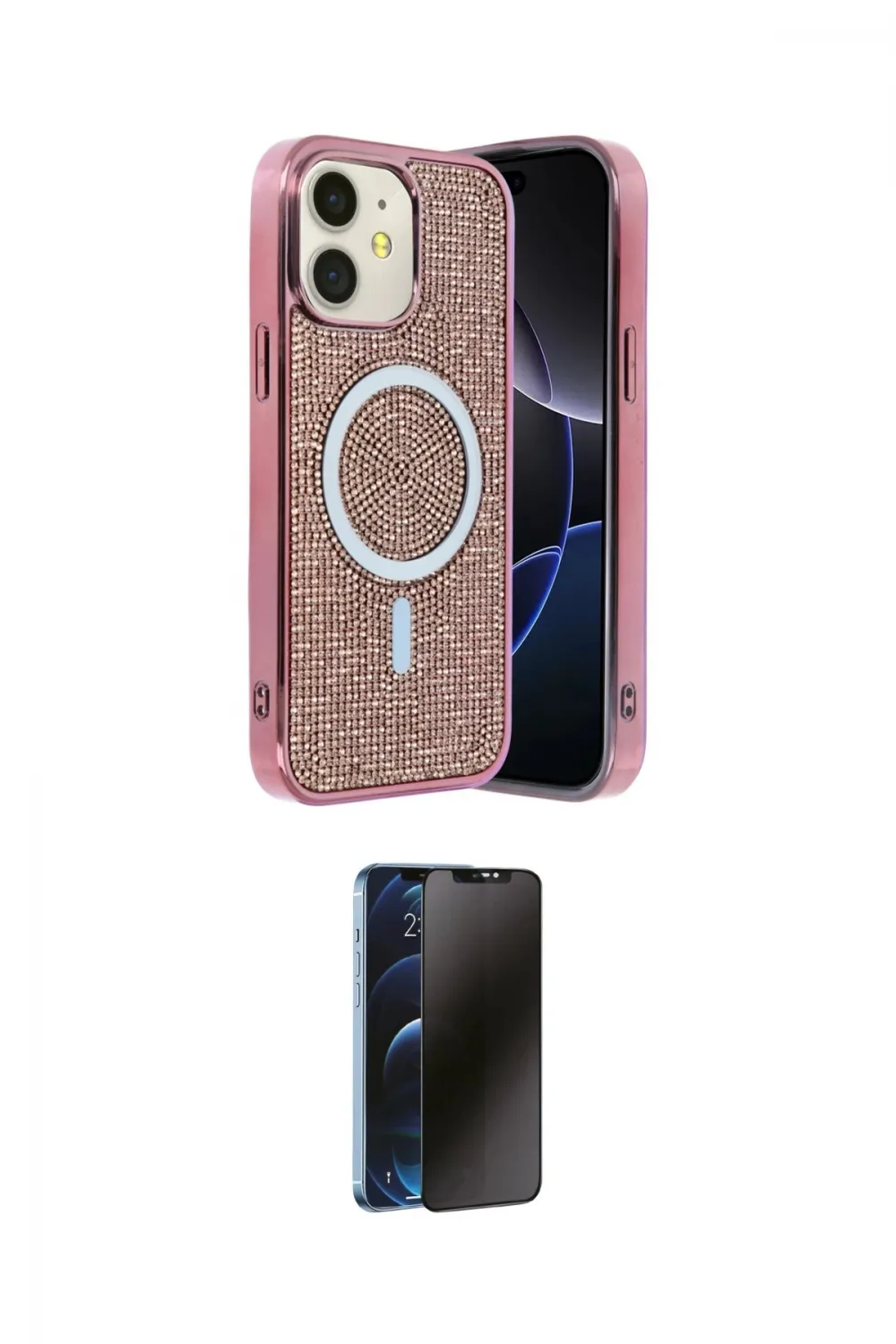 ieg™ iPhone 11 Kılıf Eksen Çizgi - Siyah 3D Antistatik Hayalet Cam Ekran Koruyucu