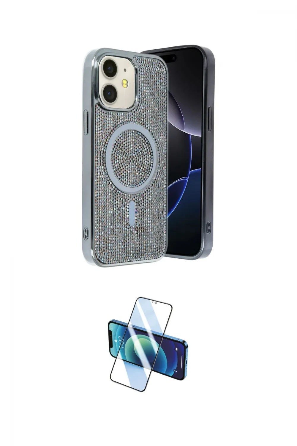 ieg™ iPhone 11 Kılıf Eksen Çizgi - Siyah 3D Antistatik Seramik Nano Ekran Koruyucu